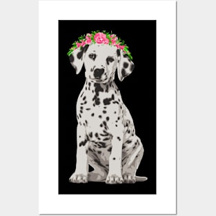 Dalmatian with crown flower Posters and Art